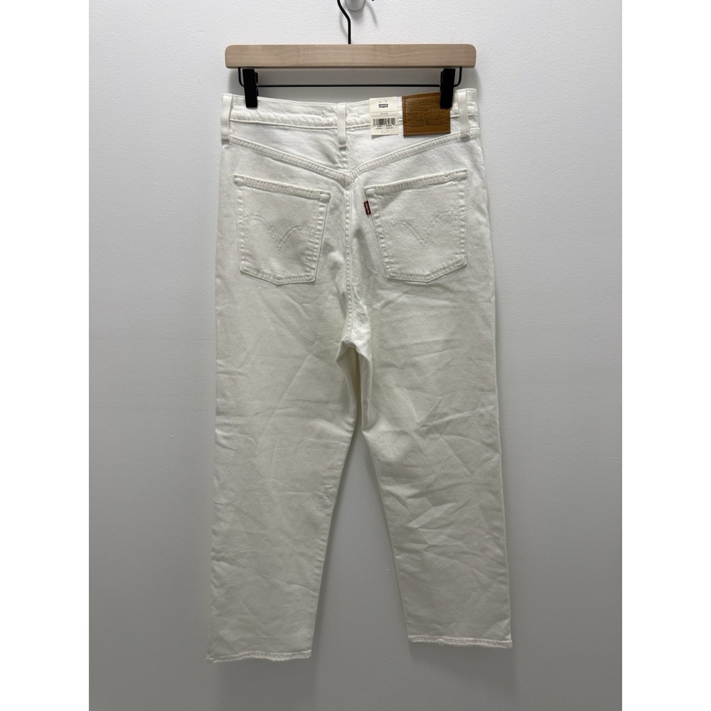 Levi's Ribcage Straight Ankle White Jeans Levis Size 30x29 NWT Flaw See Pics - Picture 8 of 13